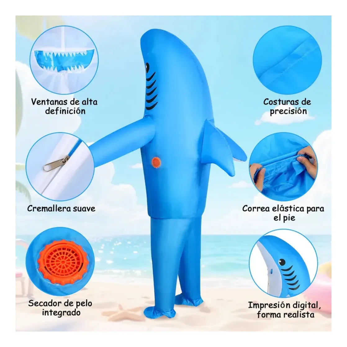 Disfraz Inflable Tiburón Azul ™