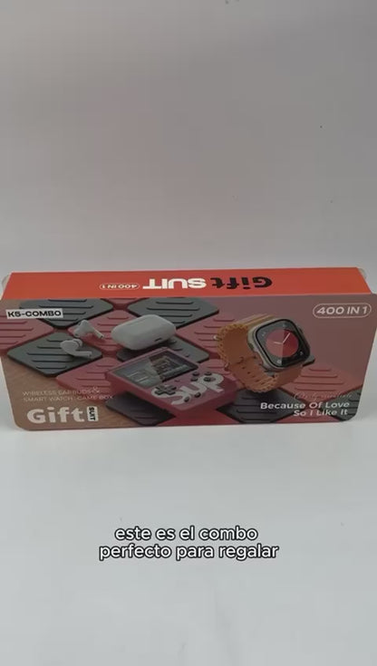 Combo MBS (⌚ Smartwatch Series 8, 🎧 Audífonos Bluetooth y 🎮 Mini consola de juegos retro )